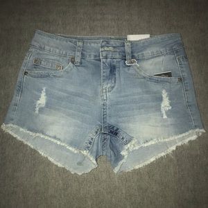 Distressed Mid-rise Denim Shorts